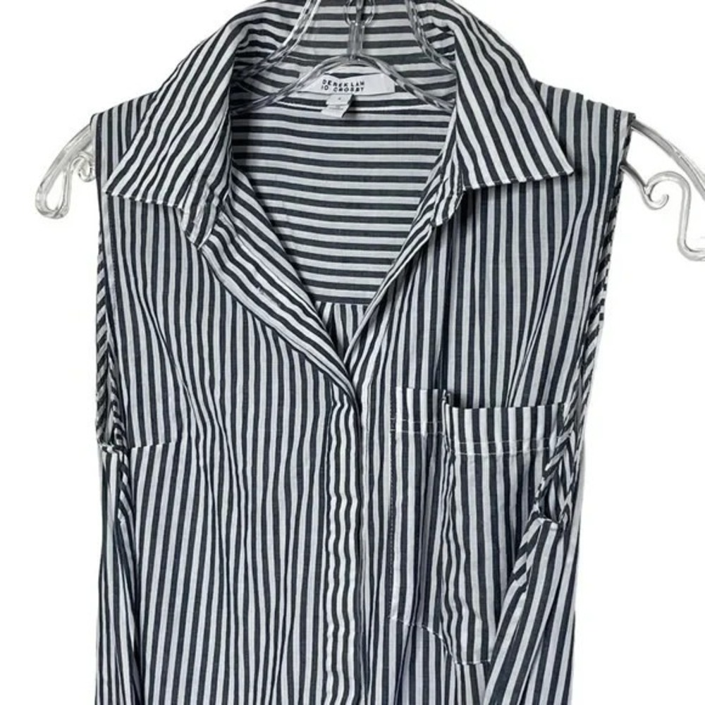 Derek‎ Lam 10 Crosby Size 2 Striped Shirt Tie Waist Mini Dress - Picture 12 of 16